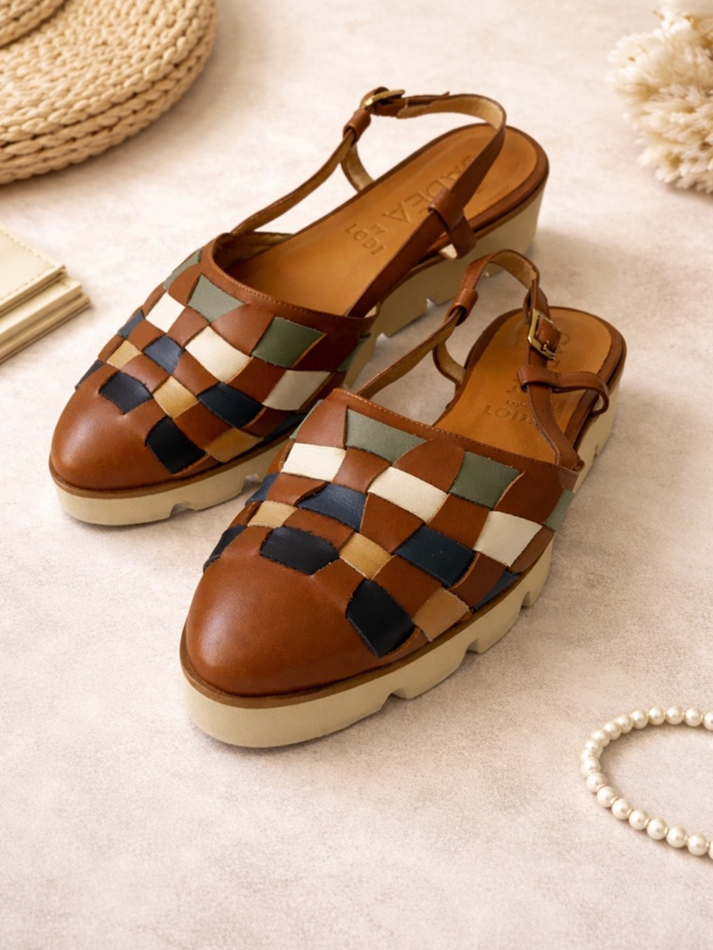 Gadea Lodi Newlight Woven Leather Sandals Sz 40 / 9–9.5 Multicolor